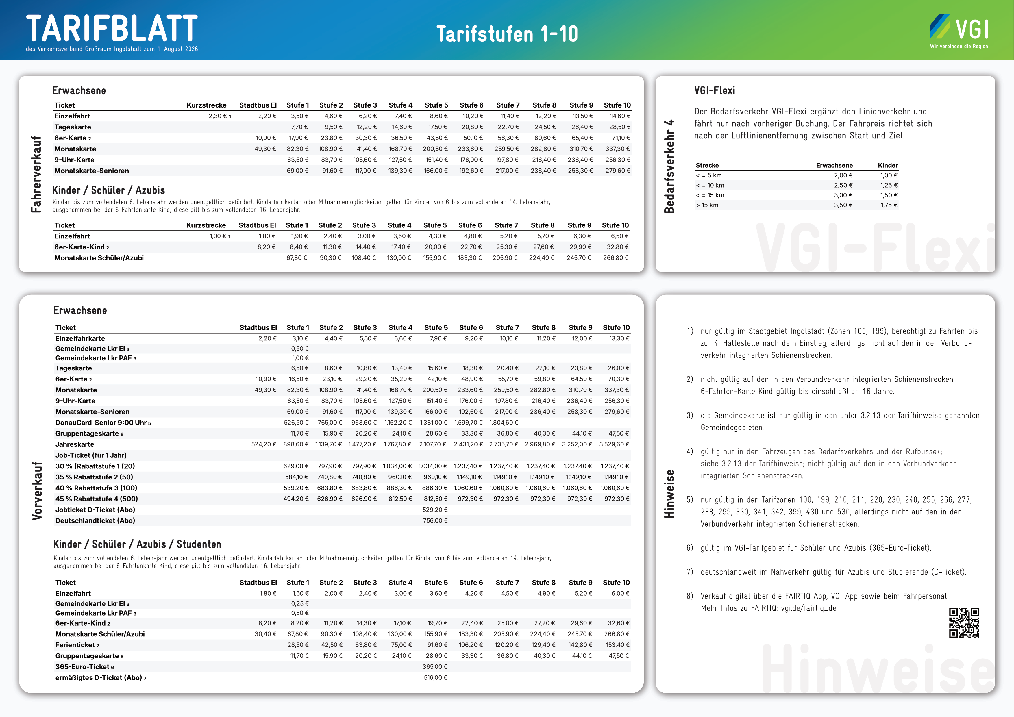 Tarifblatt 1-10 VGI